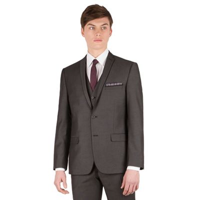 Red Herring Charcoal pindot slim fit 2 button front suit jacket